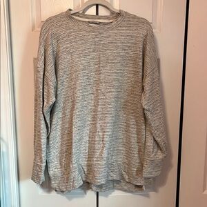 Aerie Gray Loose Slit Crewneck